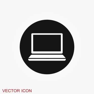 Dizüstü bilgisayar simgesi, vektör sembolü arkaplanda izole edildi