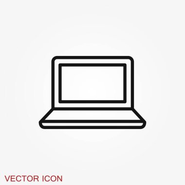 Dizüstü bilgisayar simgesi, vektör sembolü arkaplanda izole edildi