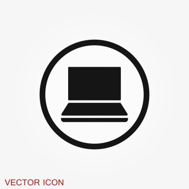 Dizüstü bilgisayar simgesi, vektör sembolü arkaplanda izole edildi