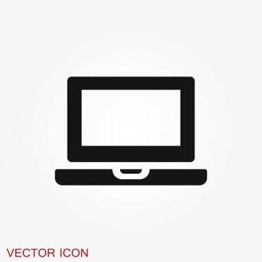 Dizüstü bilgisayar simgesi, vektör sembolü arkaplanda izole edildi