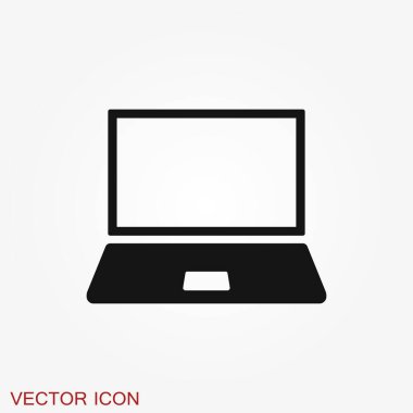 Dizüstü bilgisayar simgesi, vektör sembolü arkaplanda izole edildi