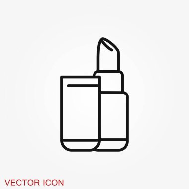 Ruj ikonu kozmetik sembolü. Ruj Düz Tasarım Vektör Çizimi.