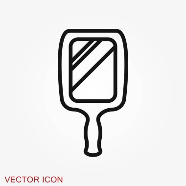 Ayna simgesi arka planda izole edildi. Pankart, rozet, logo için tasarım. Ayna vektör illüstrasyonu.