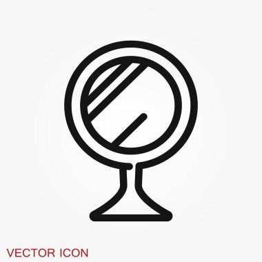 Ayna simgesi arka planda izole edildi. Pankart, rozet, logo için tasarım. Ayna vektör illüstrasyonu.