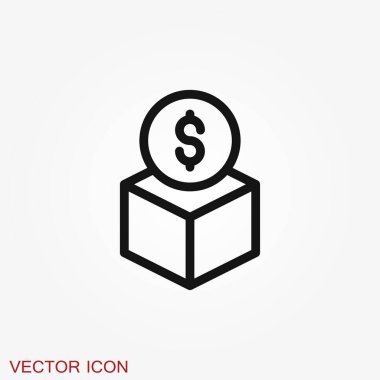 Para kutusu simgesi. Modern vektör düz tasarımı arka planda izole edildi