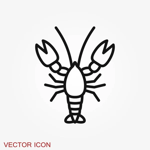 Langosta Icono Vector Símbolo Alimentos Aislados Fondo — Archivo Imágenes Vectoriales