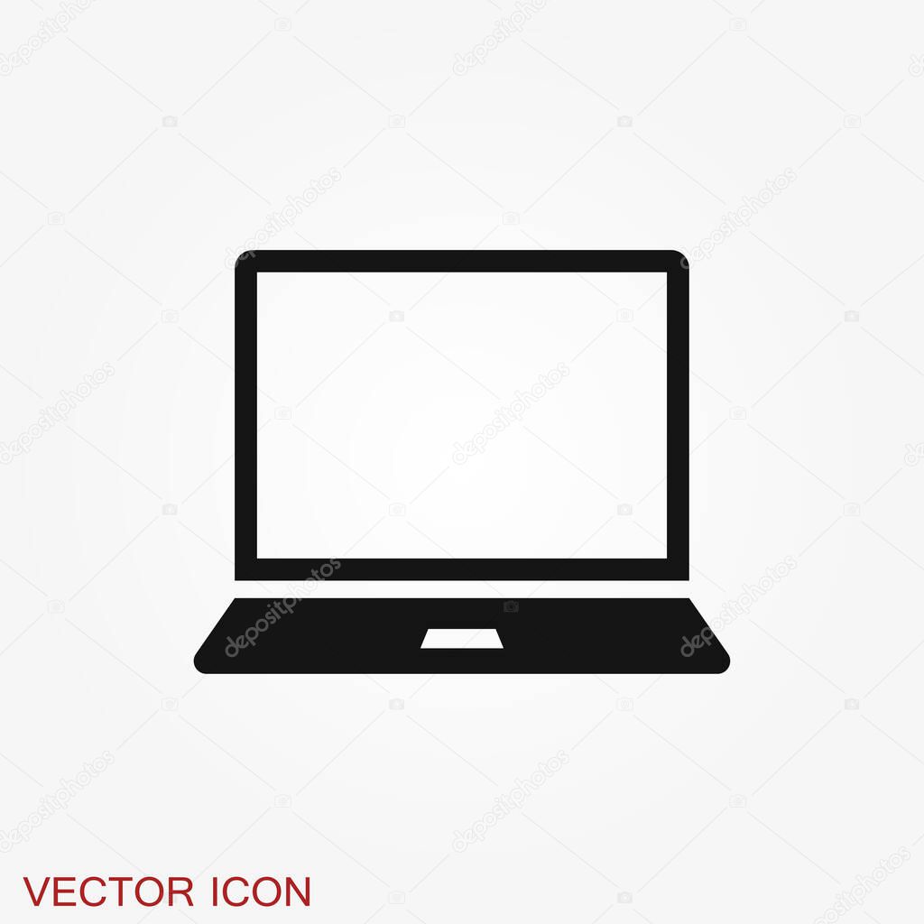 Laptop icon, vector symbol isolated on background