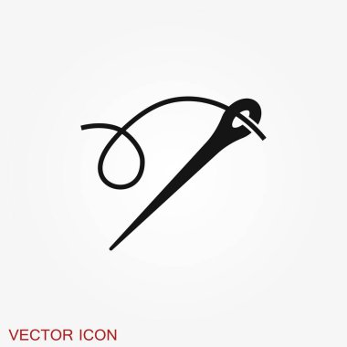 İğne simgesi veya logosu - tasarım için vektör dikiş sembolü veya ögesi