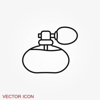 Parfüm ikonu. İzole edilmiş vektör silueti, Kozmetik Parfüm Şişeleri Basit şekiller kullanıldı.
