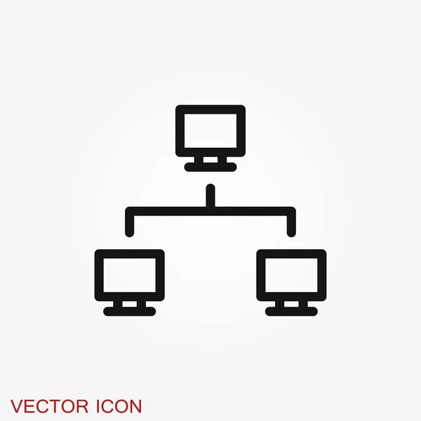 Ícone Rede Vetor Computação Símbolo Rede Computador — Vetor de Stock