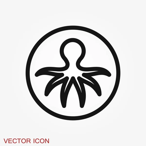 Icône Poulpe Vecteur Dessin Pieuvre Sur Fond Animaux Aquatiques — Image vectorielle