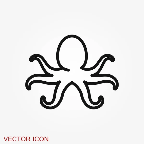 Icono Del Pulpo Vector Diseño Pulpo Sobre Fondo Animales Acuáticos — Vector de stock