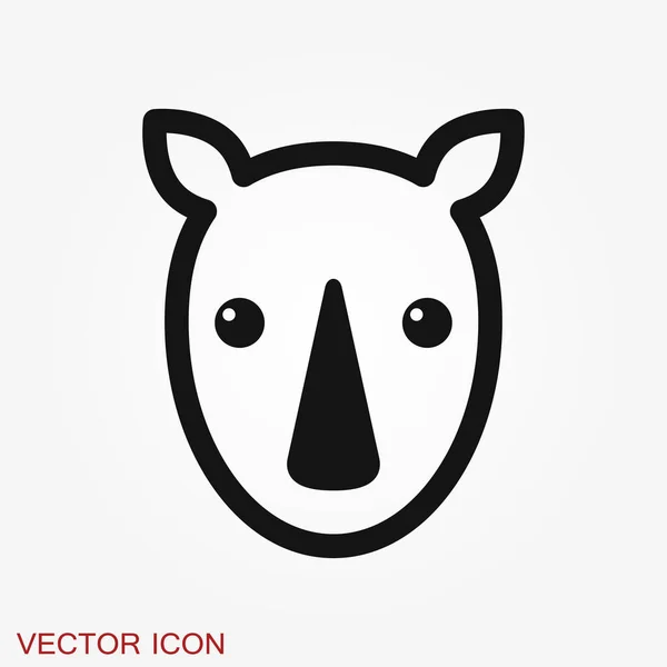 Ikona Nosorożca Izolowana Tle Zwierzę Wektor — Wektor stockowy