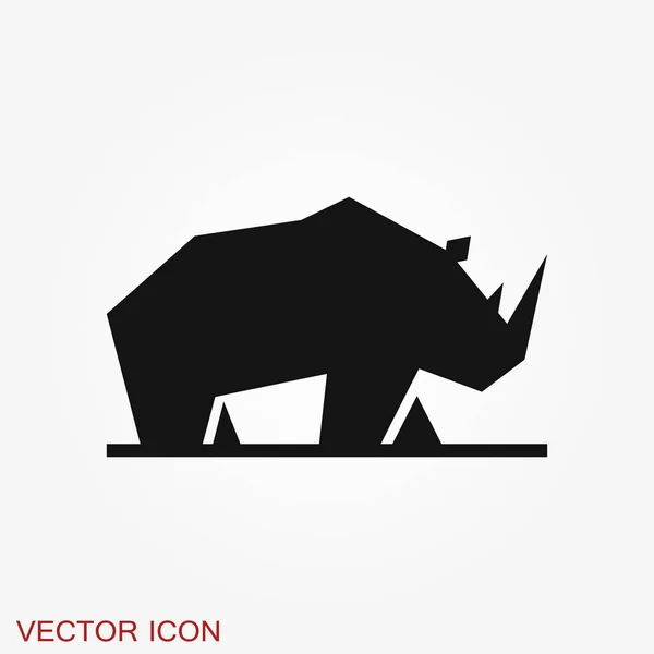Ícone Rinoceronte Isolado Fundos Animal Vetor — Vetor de Stock