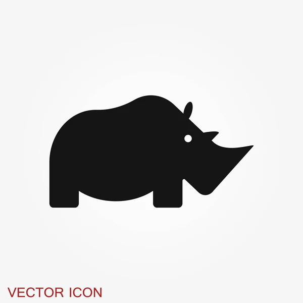 Ícone Rinoceronte Isolado Fundos Animal Vetor — Vetor de Stock