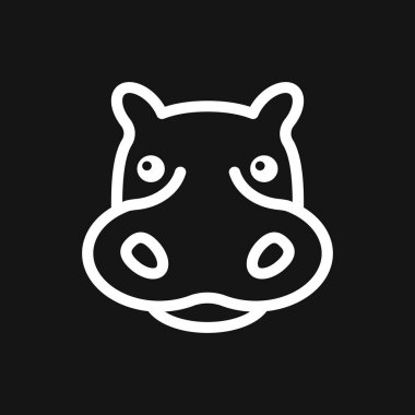 Hippopotam simgesi, arka planda izole edilmiş Afrikalı hayvanların vektör düz simgeleri