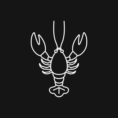 Istakoz simgesi vektörü, arka planda izole gıda sembolü.