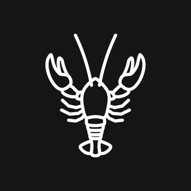 Istakoz simgesi vektörü, arka planda izole gıda sembolü.