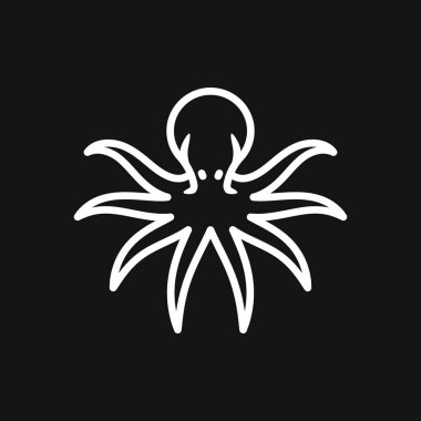 Ahtapot ikonu. Arka planda bir ahtapot tasarımı taşıyıcısı. Su hayvanları..