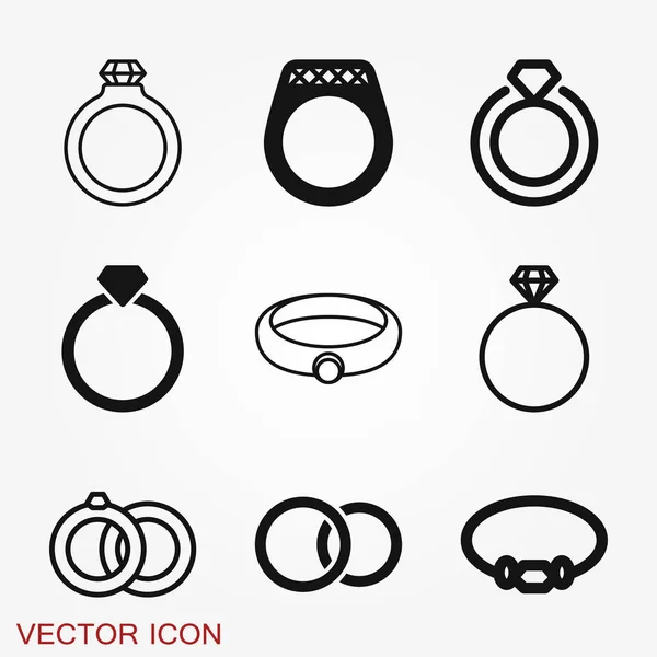 Icono Del Anillo Compromiso Anillo Bodas Diseño Arte Línea Ilustración — Vector de stock