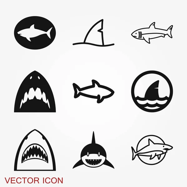 Une Icône Requin Requin Silhouette Isolé Sur Fond Symbole Animal — Image vectorielle