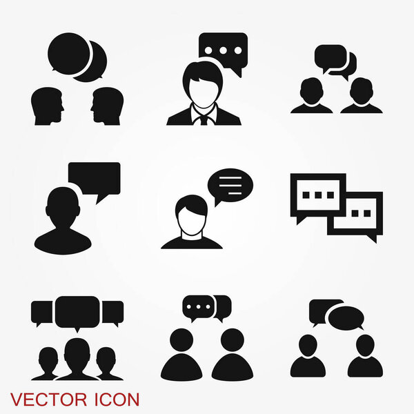 Talking icon. Dialogue,contact, conversational symbol isolated on background.