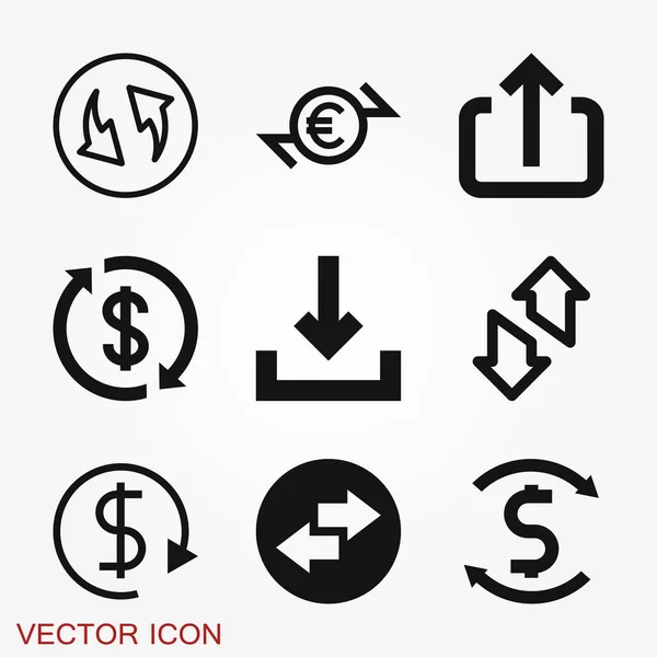 Icône Transfert Symbole Argent Isolé Sur Fond — Image vectorielle