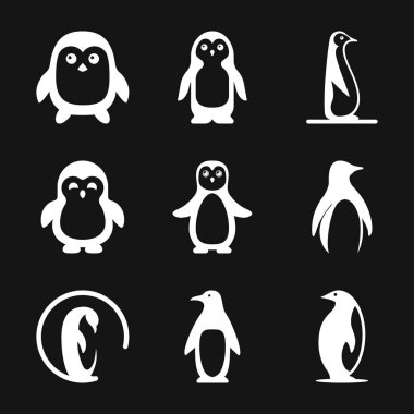 Penguin icon. Abstract birds on white background. Vector illustration