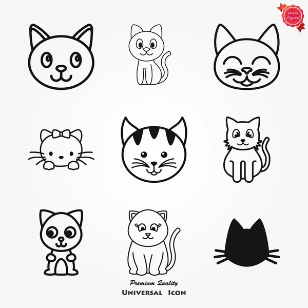 Ikon Kucing Kitty Vector Icon Simbol Cat Diisolasi Latar Belakang - Stok Vektor