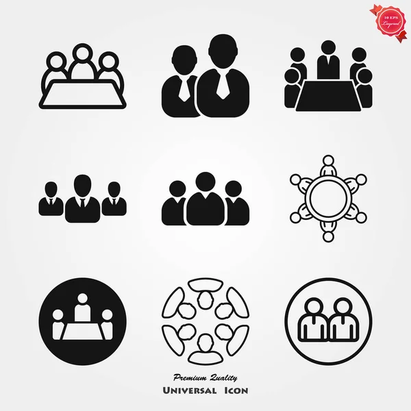 Icono Reunión Iconos Gestión Recursos Humanos — Vector de stock