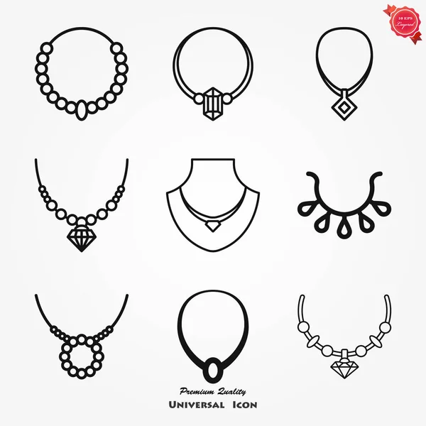 Icono Collares Signo Estilizado Collar Perlas Símbolo Identidad Para Empresas — Vector de stock