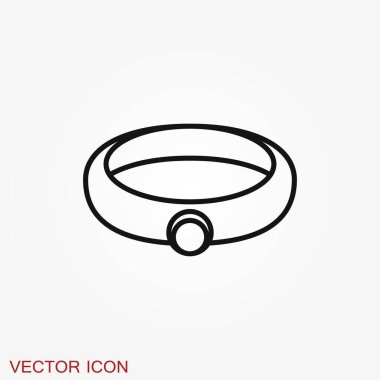 Yüzük ikonu, nişan ve alyans. Çizgi tasarımı, Vektör düz illüstrasyon