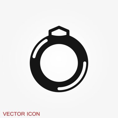 Yüzük ikonu, nişan ve alyans. Çizgi tasarımı, Vektör düz illüstrasyon