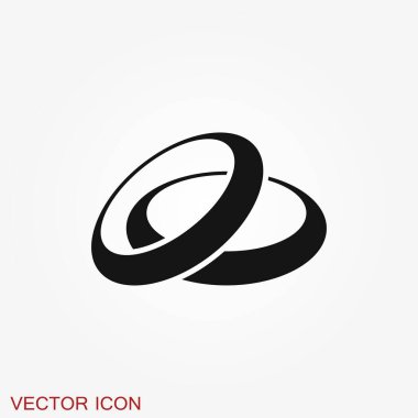 Yüzük ikonu, nişan ve alyans. Çizgi tasarımı, Vektör düz illüstrasyon