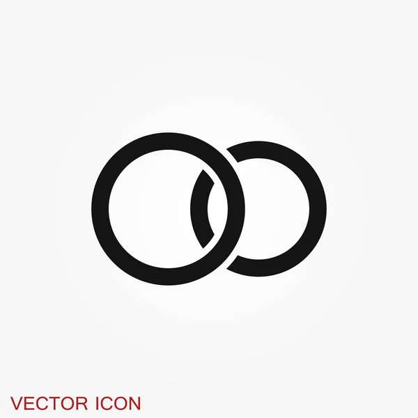 Ring Icon Engagement Wedding Ring Line Art Design Vector Flat — Stock Vector