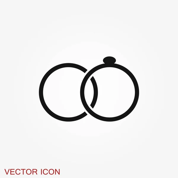 Ring Icon Engagement Wedding Ring Line Art Design Vector Flat — Stock Vector