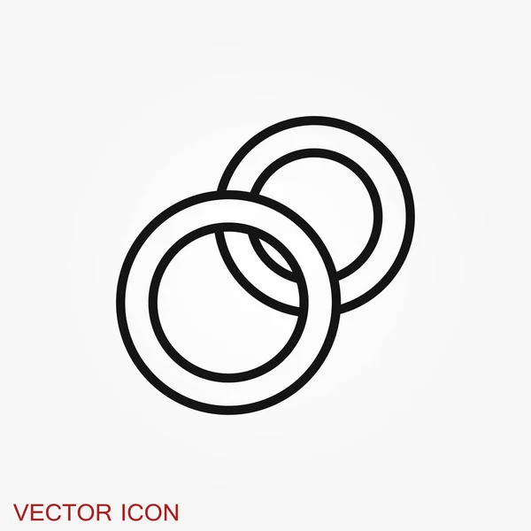 Икона Кольца Обручальное Обручальное Кольцо Линейный Дизайн Векторная Плоская Иллюстрация — стоковый вектор