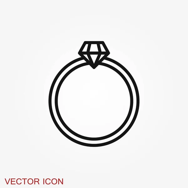 Ringikon Förlovning Och Vigselring Linjedesign Vektor Platt Illustration — Stock vektor