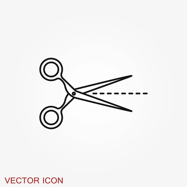 Scherensymbol Vektorschere Mit Auf Dem Hintergrund Isolierten Schnittlinien — Stockvektor