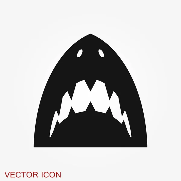 Icono Tiburón Tiburón Silueta Aislado Fondo Símbolo Animal — Vector de stock