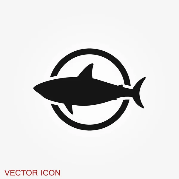 Une Icône Requin Requin Silhouette Isolé Sur Fond Symbole Animal — Image vectorielle