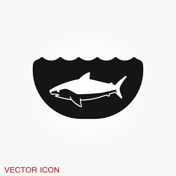 Ícone Tubarão Tubarão Silhueta Isolado Fundo Símbolo Animal — Vetor de Stock