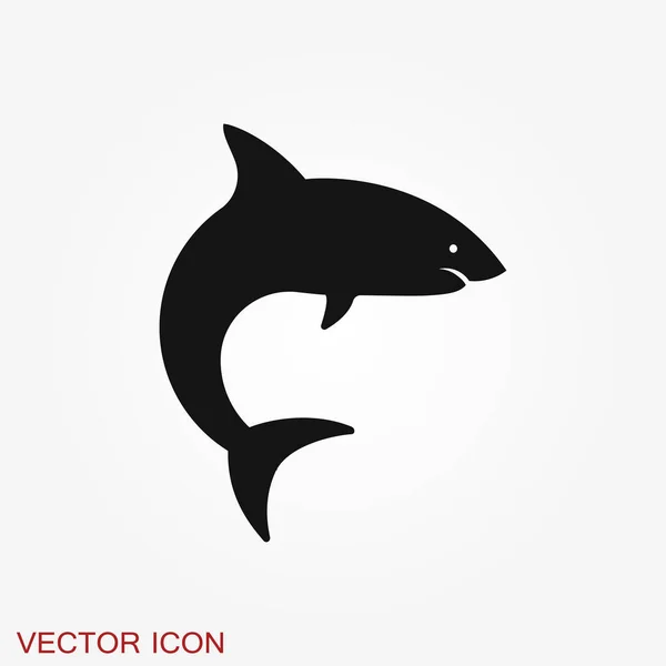 Shark Icon Silhouette Shark Isolated Background Animal Symbol — Stock Vector