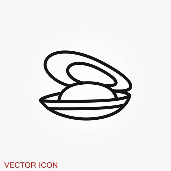 Icono Concha Símbolo Animal Marino Aislado Fondo Signo Vectorial — Vector de stock