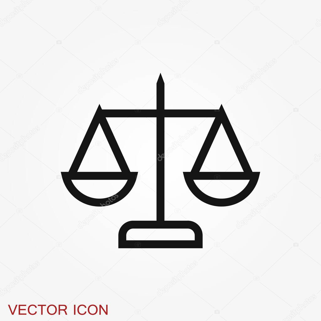 Scales icon. Scales of justice vector icon. Court of law symbol. Flat signs