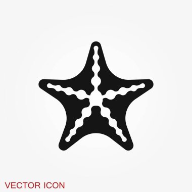 Deniz yıldızı ikonu. Deniz yıldızı işareti. Arka planda deniz hayvanı sembolü izole edilmiş.