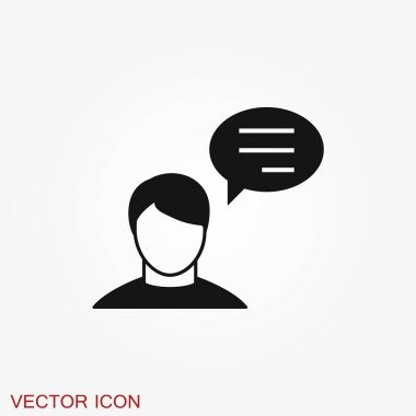 Konuşan bir ikon. Arkaplanda izole edilmiş diyalog, iletişim, iletişim sembolü.