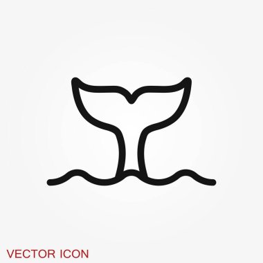 Balina ikonu. Suyun altında. Arka planda izole edilmiş hayvan sembolü.