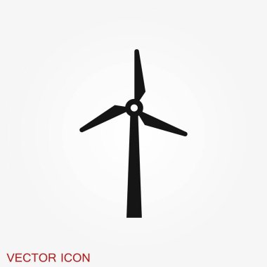 Yel değirmeni simgesi, rüzgar türbini sembolü arkaplanda izole.