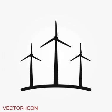 Yel değirmeni simgesi, rüzgar türbini sembolü arkaplanda izole.